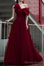 Sexy A Line Prom Dress Strapless Red Prom Dresses