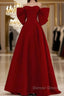 Sexy A Line Strapless Red Long Prom Dresses