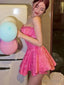 Sexy A Line Strapless Short Pink Homecoming Dresses