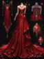 Sexy A Line Sweetheart Chiffon Red Floor Length Prom Dress With Beads