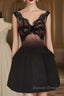 Sexy A Line V Neckline Satin Lace Vacation Dress Short Birthday Dresses