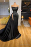 Sexy Black Long Prom Dresses With Split Beadings Prom Gown
