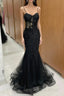 Sexy Black Mermaid Lace Long Prom Dresses Evening Dresses