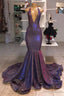 Sexy Deep V Neck Chiffon Mermaid Prom Dresses Sequins Long