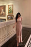 Sexy French Sheath V Neckline Long Pink Prom Dresses Birthday Outfits Prom Gowns