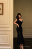 Sexy Mermaid Spaghetti Straps Black Sequin Prom Dresses Birthday Outfits