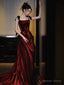 Sexy Mermaid Spaghetti Straps Burgundy Floor Length Prom Dress