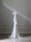 Sexy Mermaid Strapless Floor Length Sequin White Prom Dress