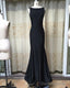 Sexy Open Back Long Jersey Mermaid Evening Dresses Court Train Prom Gowns