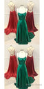 Sexy Red/Green/Burgundy Long Criss Cross Prom Dresses