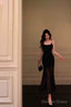 Sexy Sheath Mermaid Black Pleated Prom Dresses Birthday Outfits Prom Gowns