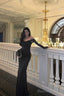Sexy Sheath Off The Shoulder Black Long Sleeves Prom Dress
