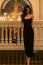 Sexy Sheath Spaghetti Straps Black Prom Dresses Birthday Outfits Evening Gown