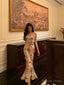 Sexy Sheath Spaghetti Straps Floral Ankle Length Prom Dress Birthday Dresses