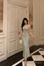 Sexy Sheath Spaghetti Straps Green Prom Dresses Birthday Outfits Prom Gowns