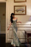 Sexy Sheath Spaghetti Straps Oil Painting Long Prom Dresses Birthday Outfits