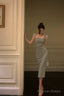 Sexy Sheath Straps Green Mid Length Prom Dresses Birthday Outfits