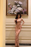 Sexy Sheath Straps Pink Floral Prom Dresses Long Birthday Outfits Prom Gowns