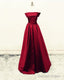 Sexy Strapless Long Satin Floor Length Bridesmaid Dresses For Wedding Prom