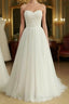 Sexy Sweetheat White Tulle Long Wedding Dresses,
