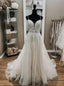Sexy White Tulle Lace Spaghetti Straps Wedding Dresses