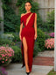 Sheath Column Floor Length Stretch Crepe Prom Dresses With Leg Slit