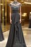 Sheath Column High Neck Sweep Train Chiffon Mother of the Bride Dresses With Lace