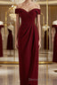 Sheath Column Off The Shoulder Floor Length Stretch Crepe Mother of the Bride Dresses With Ruffles
