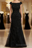 Sheath Column Off The Shoulder Floor Length Tulle Mother of the Bride Dresses With Beading