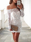 Sheath Column Off The Shoulder Short Mini Lace Homecoming Dresses