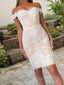 Sheath Column Off The Shoulder Short Mini Lace Homecoming Dresses With Appliques Lace