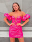 Sheath Column Off The Shoulder Short Mini Sequins Homecoming Dresses