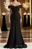 Sheath Column Off The Shoulder Sweep Train Jersey Bridesmaid Dresses