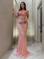 Sheath Column Off The Shoulder Sweep Train Sequins Prom Dresses
