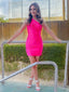 Sheath Column One Shoulder Short Mini Jersey Homecoming Dresses