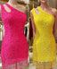 Sheath Column One Shoulder Short Mini Velvet Sequins Homecoming Dresses