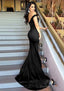 Sheath Column Sleeveless Sweetheart Sweep Train Elastic Satin Prom Dresses