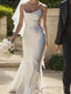 Sheath Column Spaghetti Straps Floor Length Jersey Wedding Dresses
