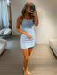Sheath Column Spaghetti Straps Short Mini Lace Homecoming Dresses With Appliques Lace
