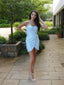 Sheath Column Spaghetti Straps Short Mini Velvet Sequins Homecoming Dresses