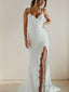Sheath Column Spaghetti Straps Sweep Train Jersey Wedding Dresses