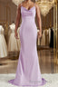 Sheath Column Square Sweep Train NS Elastic Woven Satin Bridesmaid Dresses