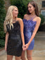 Sheath Column Strapless Short Mini Sequins Homecoming Dresses With Feather