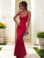 Sheath Column Straps Floor Length Stretch Crepe Prom Dresses