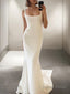 Sheath Column Straps Sweep Train Stretch Crepe Wedding Dresses