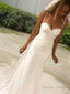 Sheath Column Sweetheart Sweep Train Lace Wedding Dresses