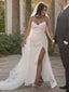 Sheath Column Sweetheart Sweep Train Satin Wedding Dresses With Leg Slit