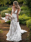 Sheath Column V Neck Chapel Train Tulle Wedding Dresses With Appliques Lace