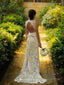 Sheath Column V Neck Court Train Lace Wedding Dresses With Belt Sash