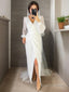 Sheath Column V Neck Floor Length Chiffon Wedding Dresses